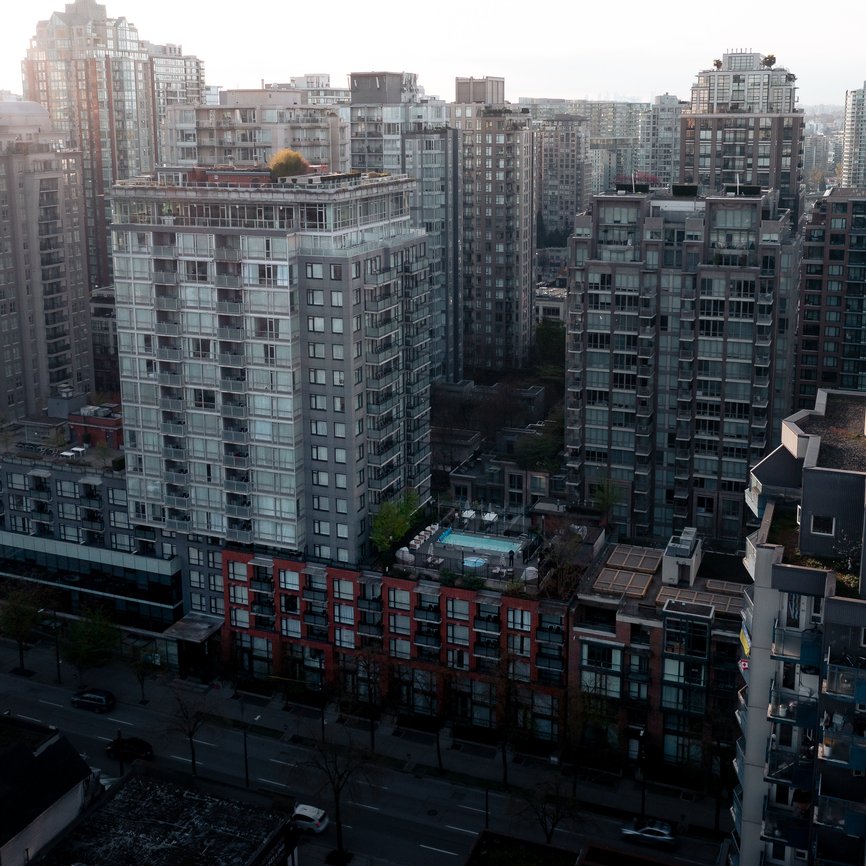 flyover shot of level vancouver yaletown seymour